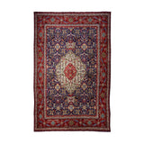 Navy Blue, Red & Cream Persian Tabriz Floral Medallion Rug 399 × 288 cm