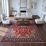 Red, Navy Blue & Cream Persian Najaf Abad Floral Medallion Rug 392 × 248 cm - photo 3