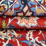 Red, Navy Blue & Cream Persian Najaf Abad Floral Medallion Rug 392 × 248 cm - photo 4