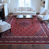 Red, Navy Blue & Cream Persian Mahal Geometric Medallion Rug 396 × 299 cm - photo 2