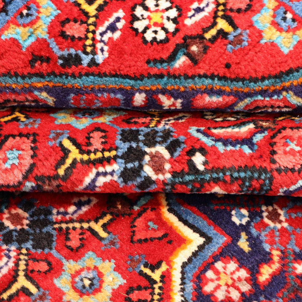 Red, Navy Blue & Cream Persian Mahal Geometric Medallion Rug 396 × 299 cm - photo 4