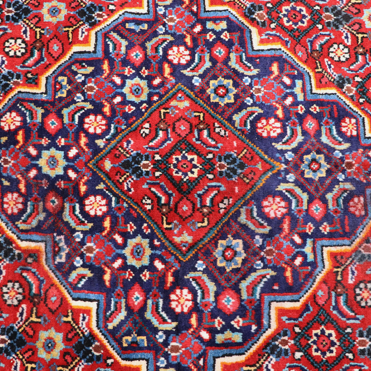 Red, Navy Blue & Cream Persian Mahal Geometric Medallion Rug 396 × 299 cm - photo 5