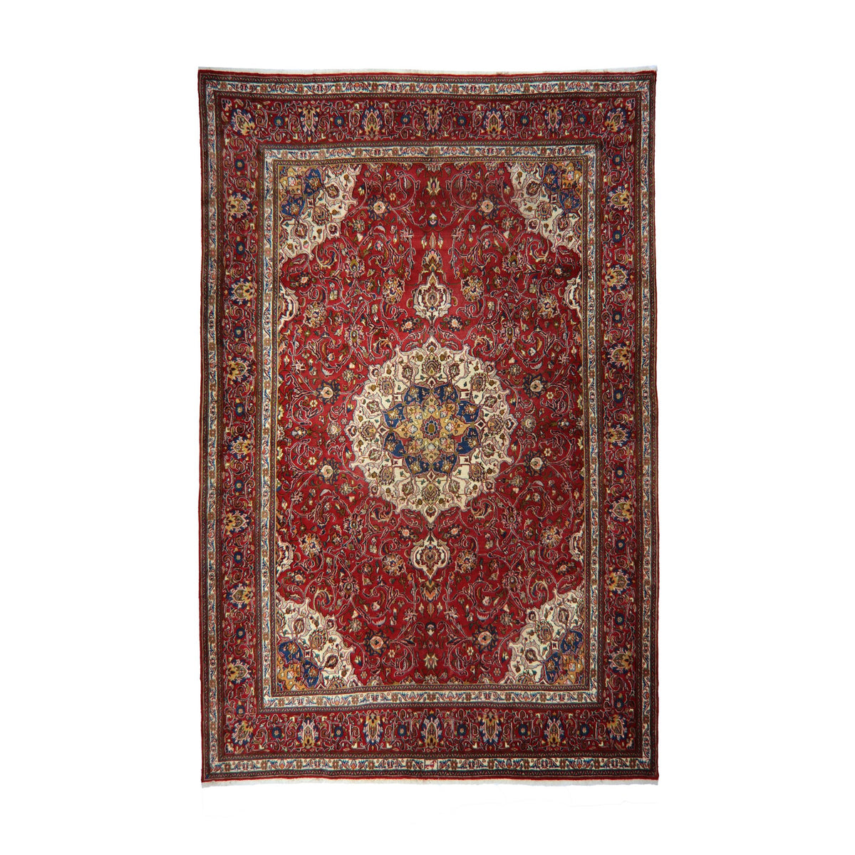 Red & Ivory Persian Khorasan Floral Medallion Rug 385 × 295 cm