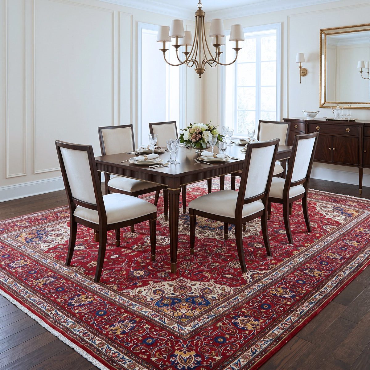 Red & Ivory Persian Khorasan Floral Medallion Rug 385 × 295 cm - photo 3