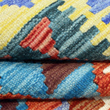 Rust & Teal Geometric Tribal Diamond Kilim Rug Design 256 × 175 cm - photo 3