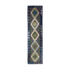 Navy Blue & Olive Green Geometric Tribal Diamond Kilim Runner Design 257 × 78 cm