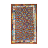 Teal & Rust Geometric Tribal Diamond Kilim Rug Design 260 × 180 cm