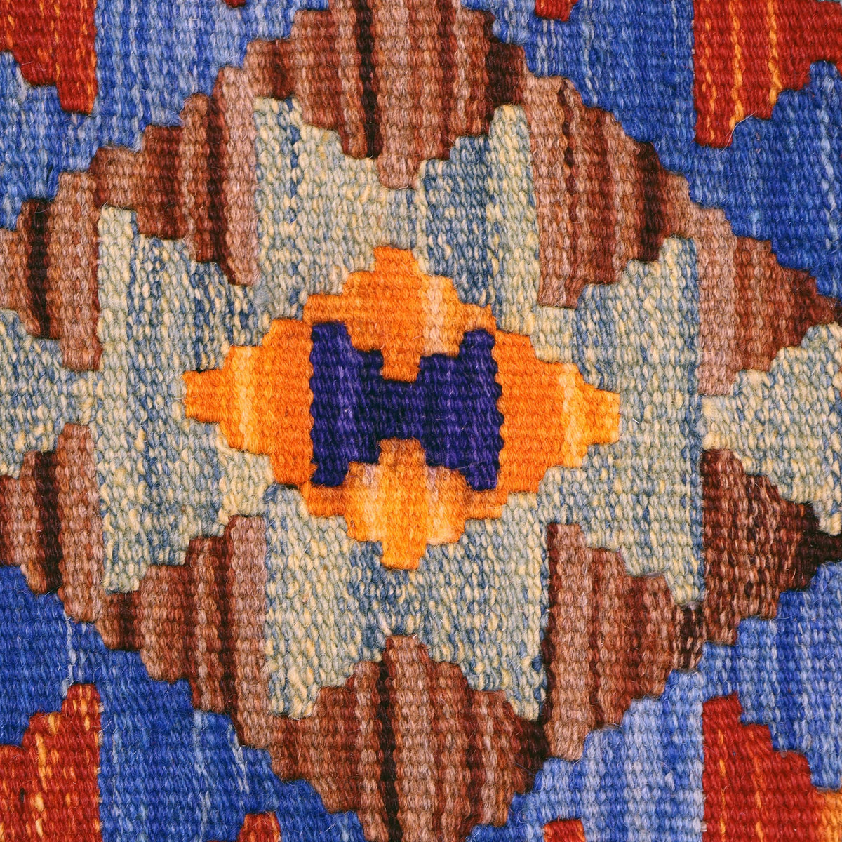 Teal & Rust Geometric Tribal Diamond Kilim Rug Design 260 × 180 cm - photo 4