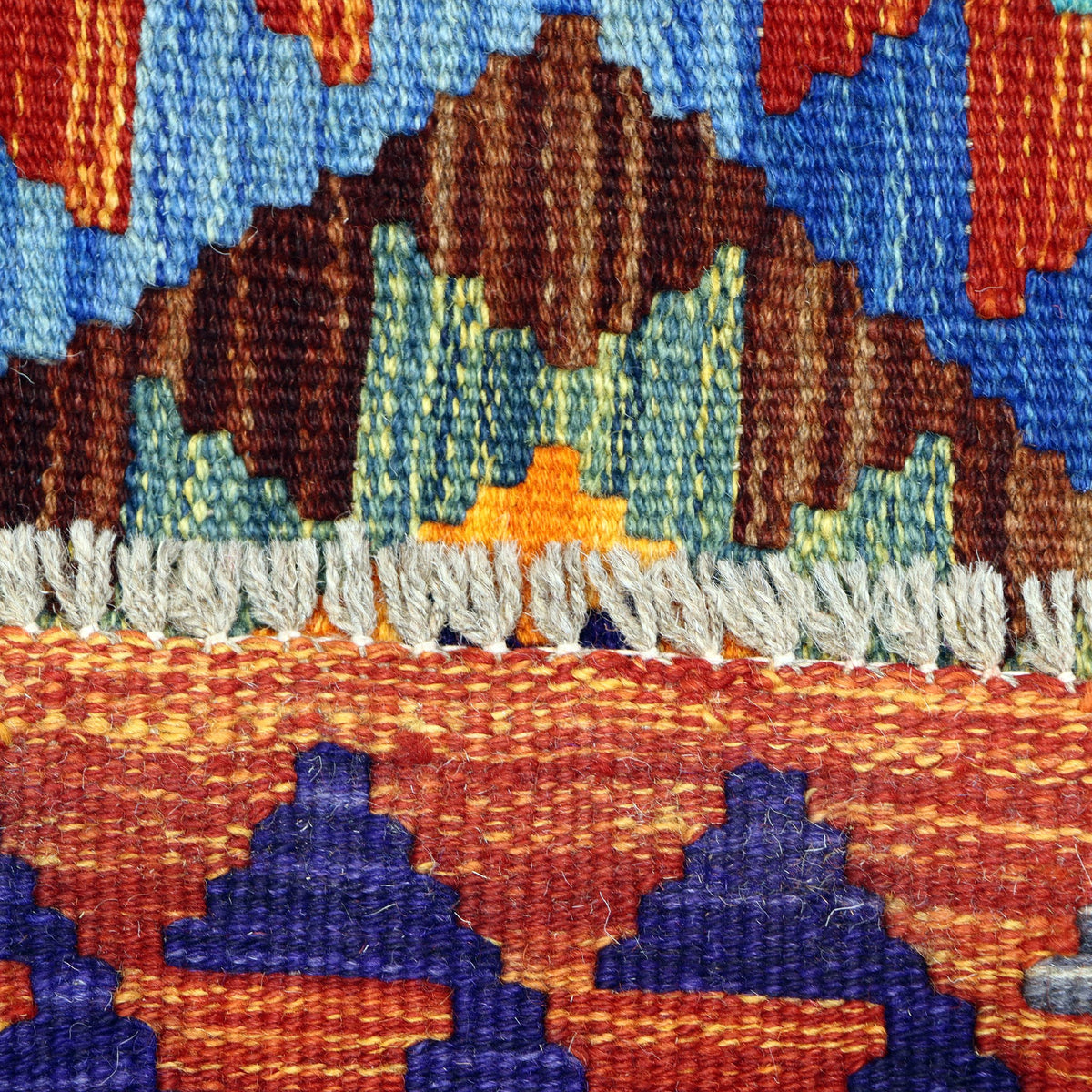 Teal & Rust Geometric Tribal Diamond Kilim Rug Design 260 × 180 cm - photo 5