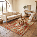 Rust & Cream Geometric Tribal Diamond Kilim Rug Design 285 × 196 cm - photo 2