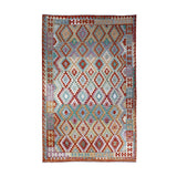 Cream & Rust Geometric Tribal Diamond Kilim Rug Design 288 × 206 cm