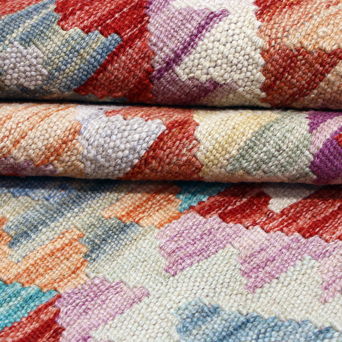 Cream & Rust Geometric Tribal Diamond Kilim Rug Design 288 × 206 cm - photo 3