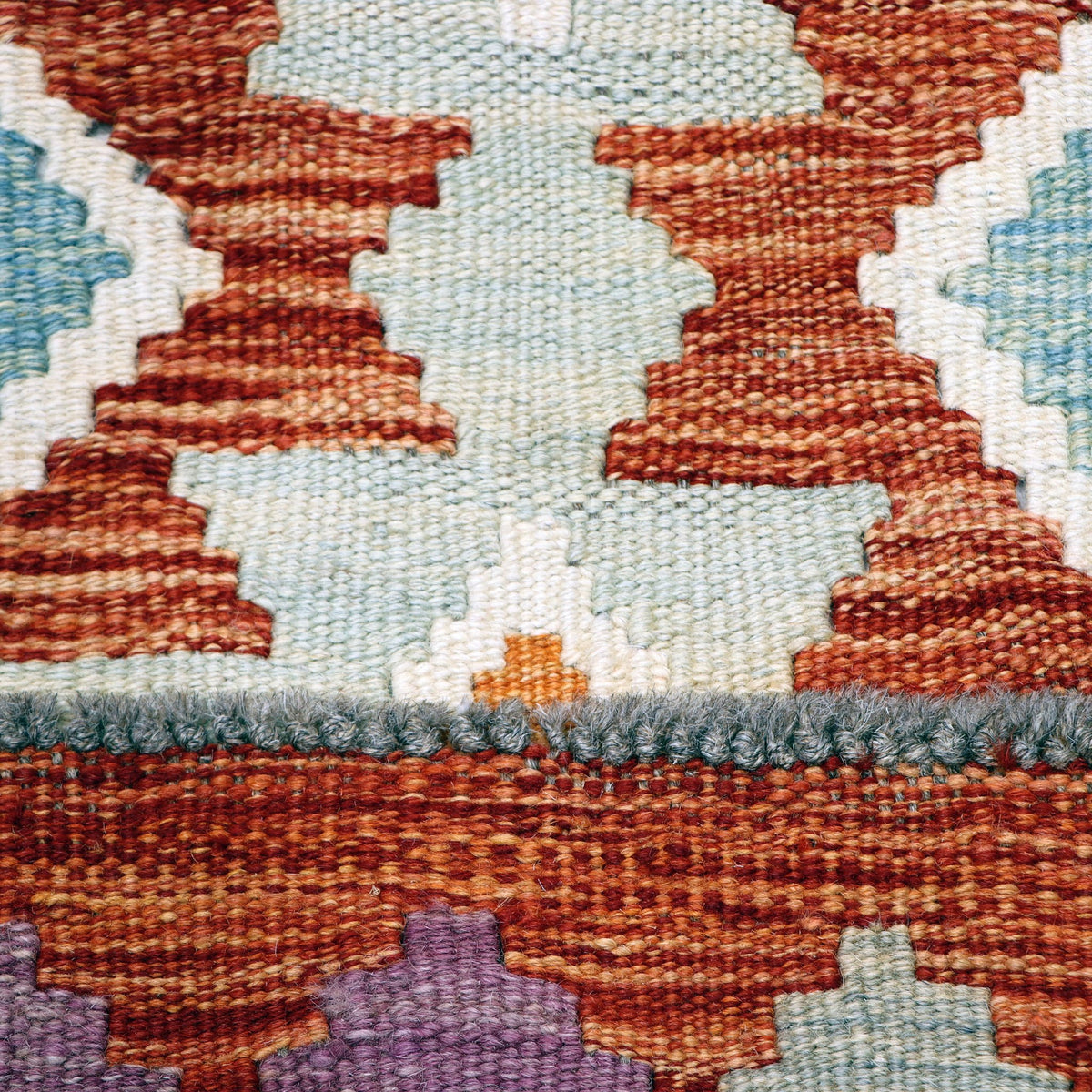Rust & Beige Geometric Tribal Diamond Kilim Runner Design 290 × 79 cm - photo 4