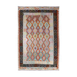 Cream & Terracotta Geometric Tribal Diamond Kilim Rug Design 290 × 208 cm