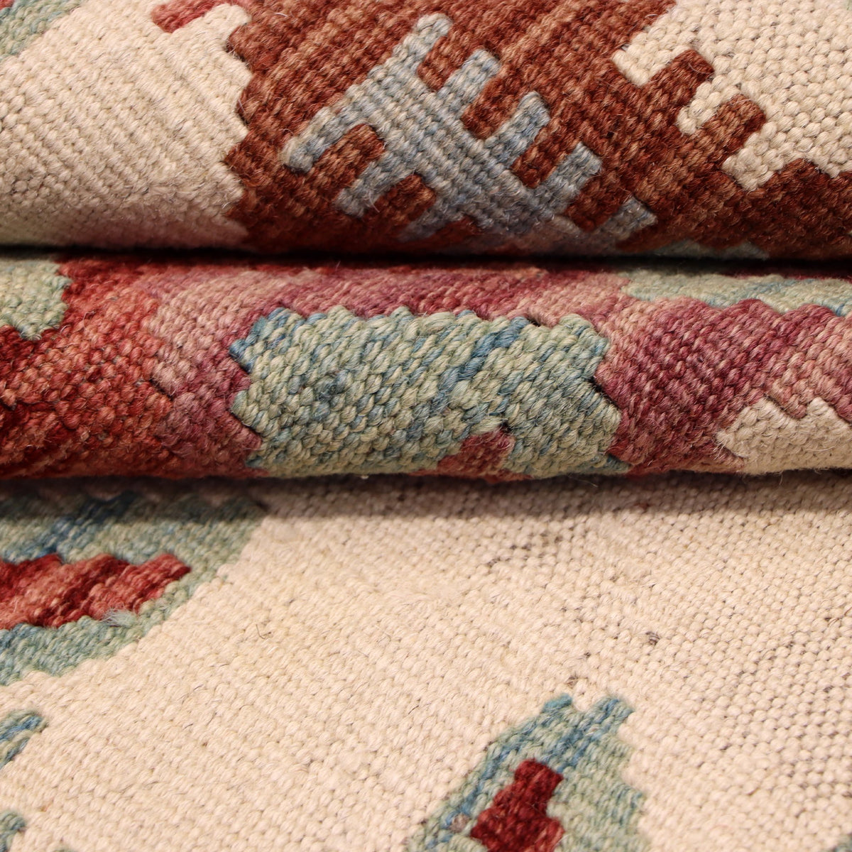 Rust & Cream Geometric Tribal Medallion Kilim Rug Design 290 × 200 cm - photo 3