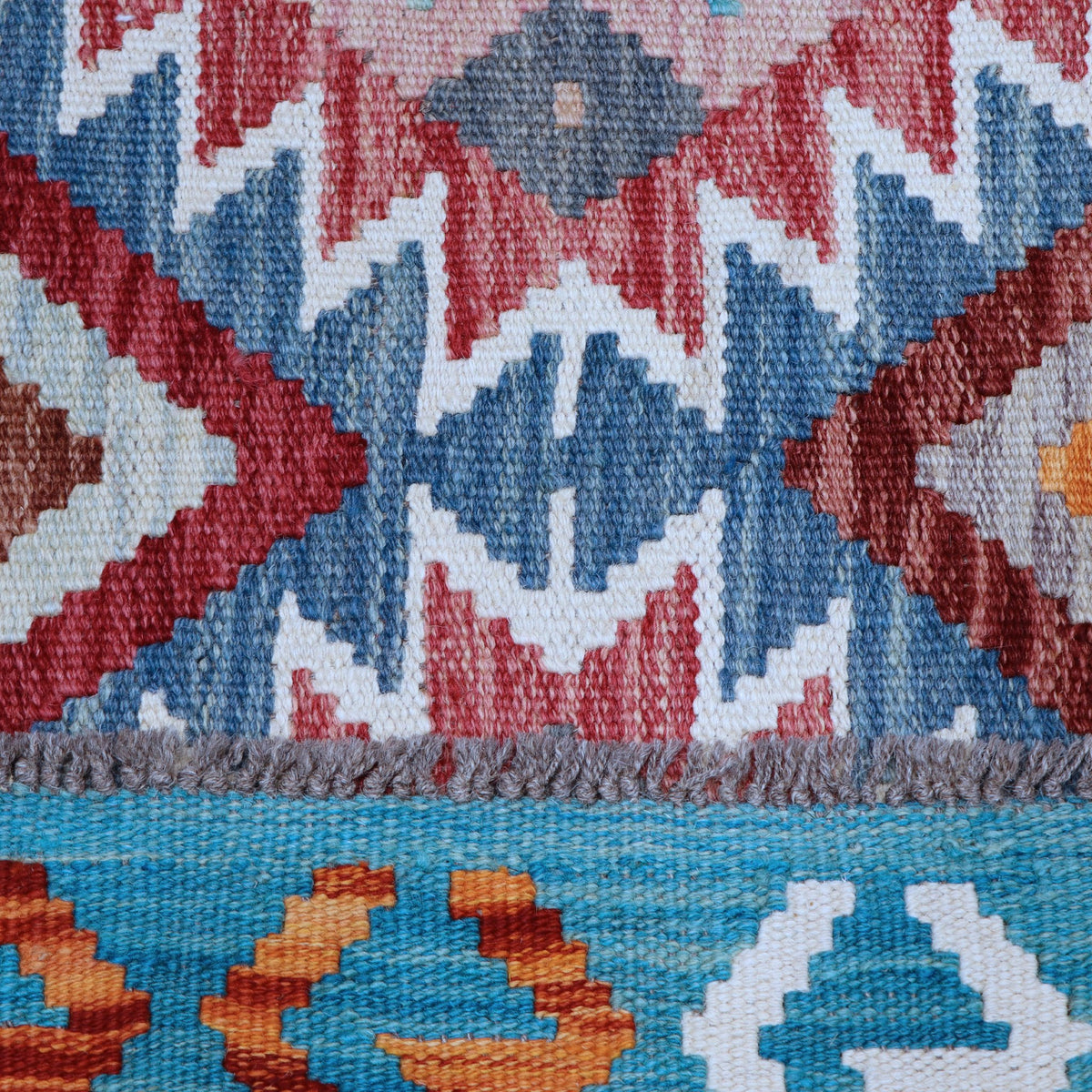 Teal & Rust Anatolian Design Afghan Kilim Geometric Diamond Rug 290 × 205 cm - photo 5