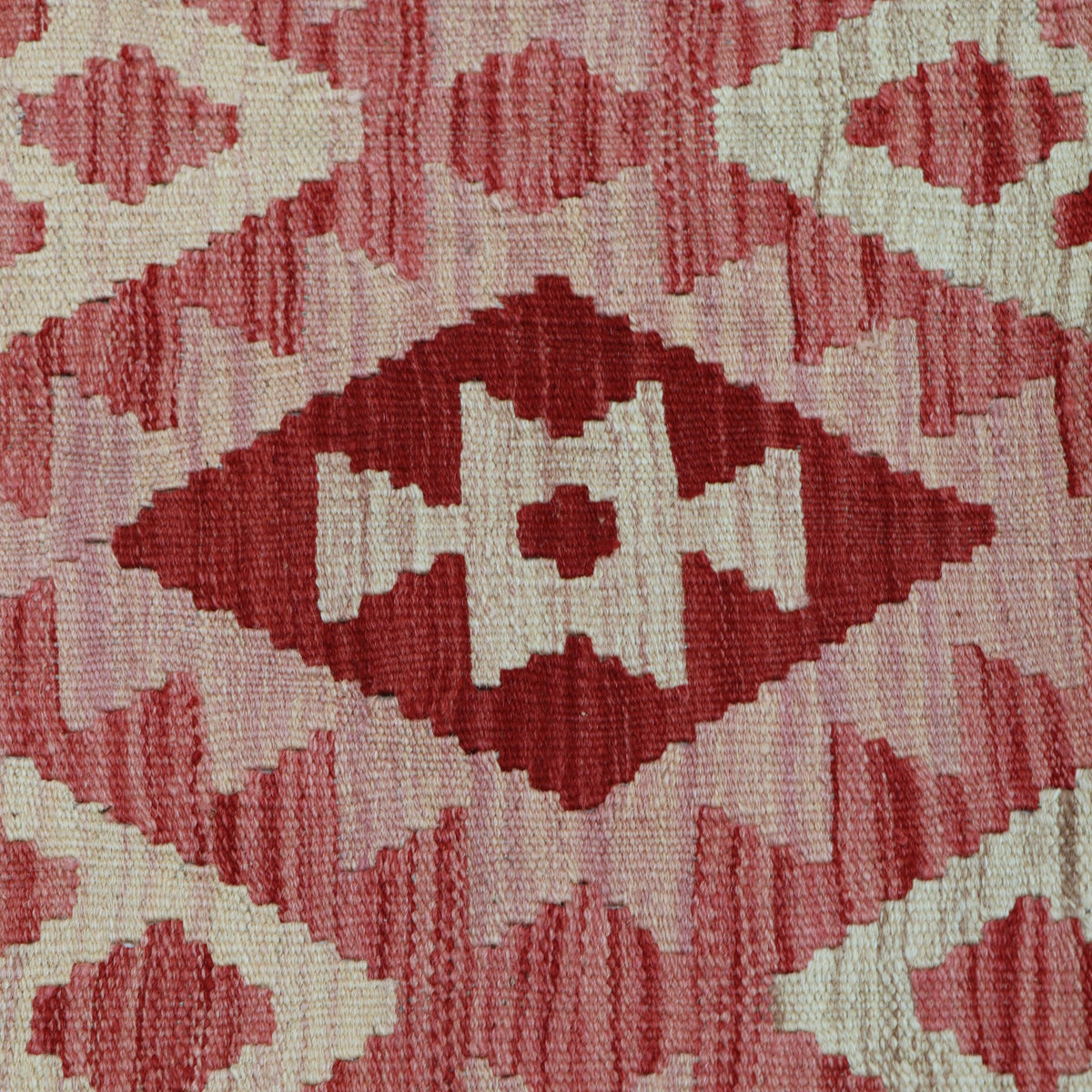 Red & Cream Anatolian Design Afghan Kilim Geometric Diamond Rug 290 × 200 cm - photo 4