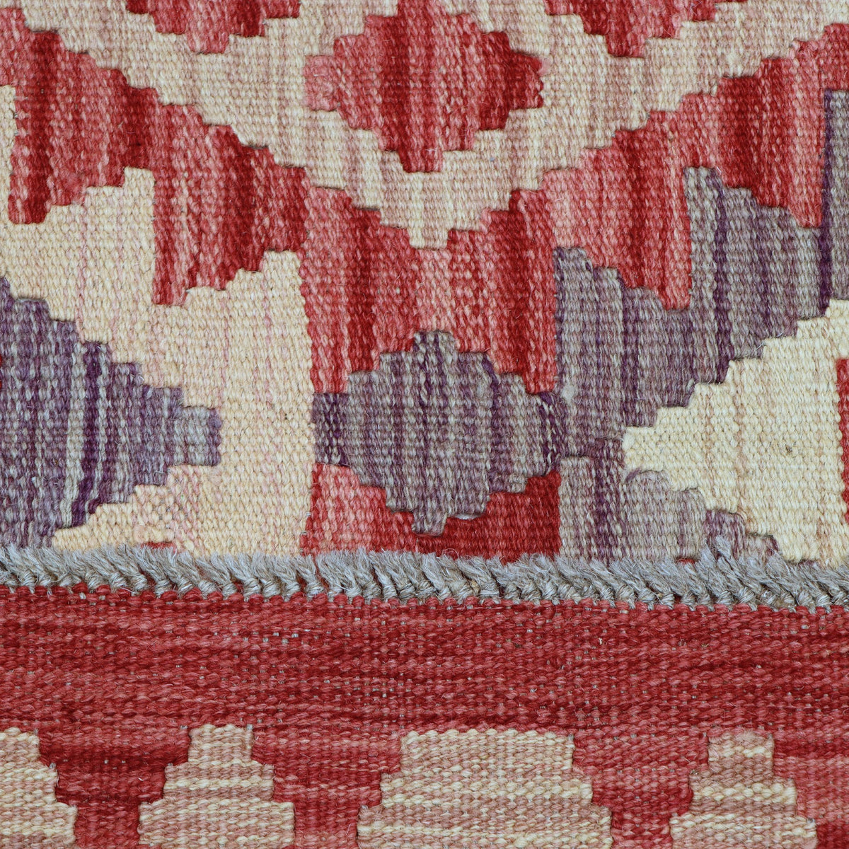 Red & Cream Anatolian Design Afghan Kilim Geometric Diamond Rug 290 × 200 cm - photo 5