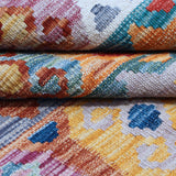 Teal & Rust Anatolian Design Afghan Kilim Geometric Striped Rug 290 × 198 cm - photo 3