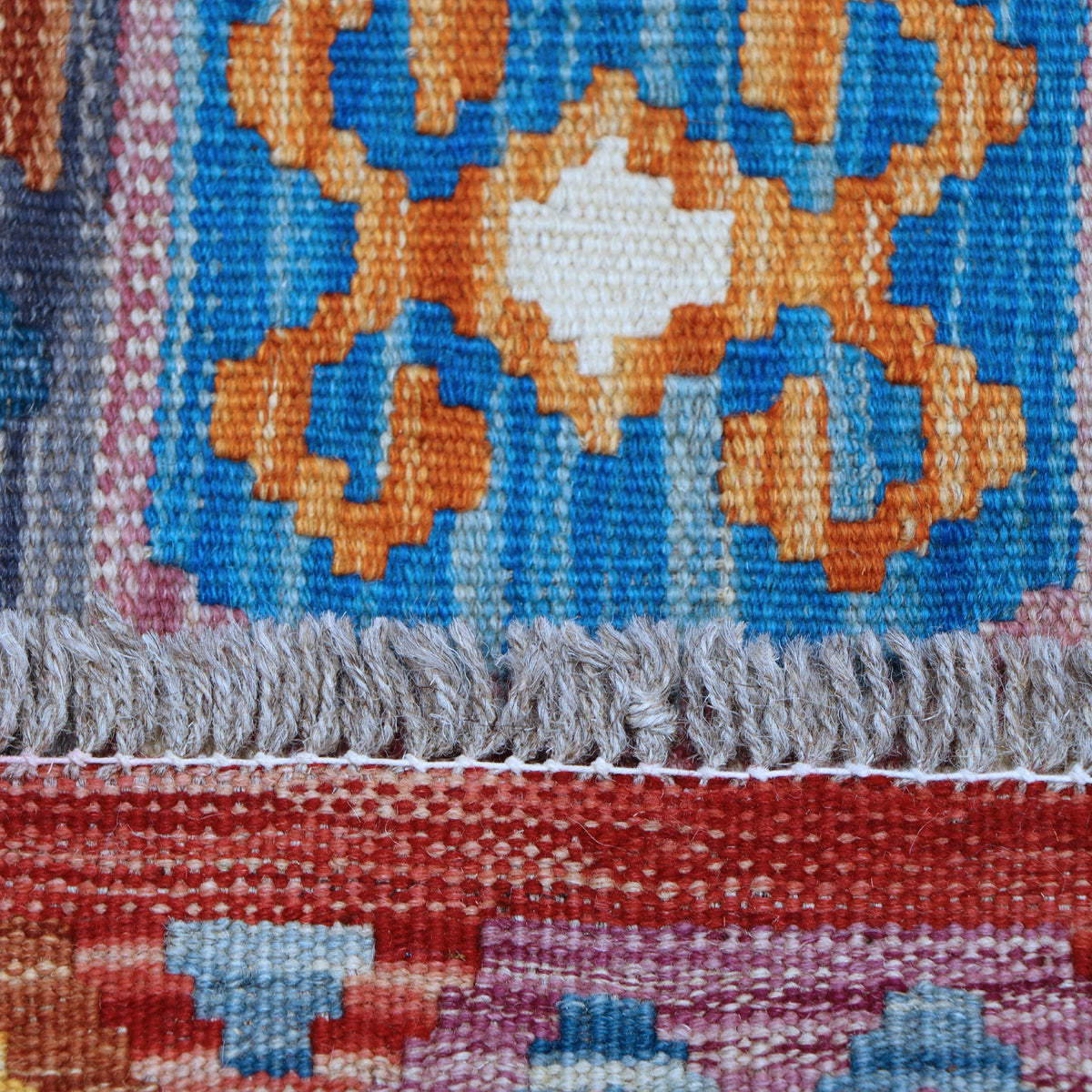 Teal & Rust Anatolian Design Afghan Kilim Geometric Striped Rug 290 × 198 cm - photo 5