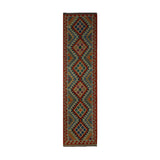 Rust & Cream Multicoloured Anatolian Design Afghan Kilim Geometric Runner 291 × 77 cm