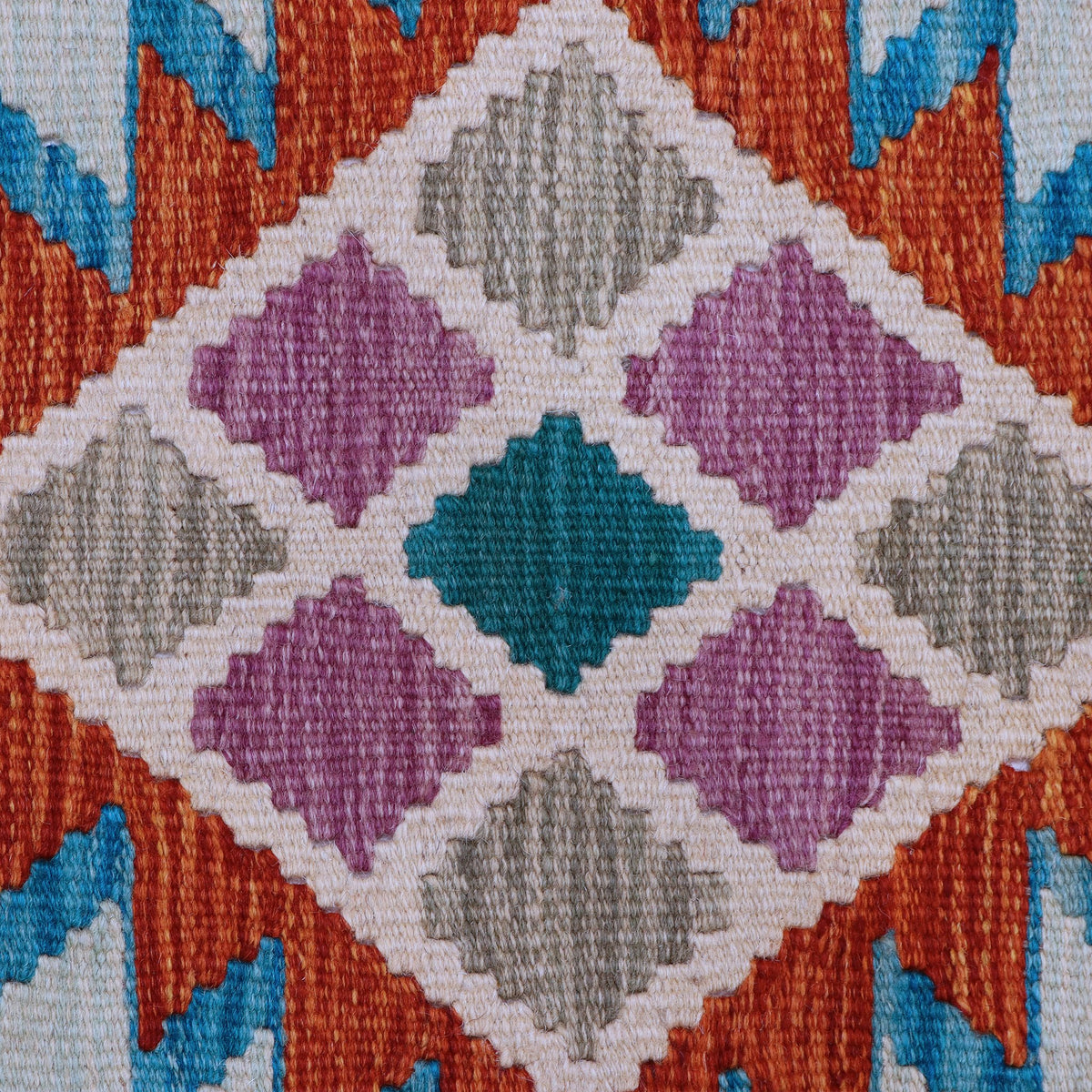 Rust & Cream Multicoloured Anatolian Design Afghan Kilim Geometric Runner 291 × 77 cm - photo 4