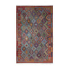 Rust & Muted Blue Multicoloured Geometric Tribal Diamond Kilim Rug 292 × 200 cm