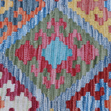 Rust & Muted Blue Multicoloured Geometric Tribal Diamond Kilim Rug 292 × 200 cm - photo 4