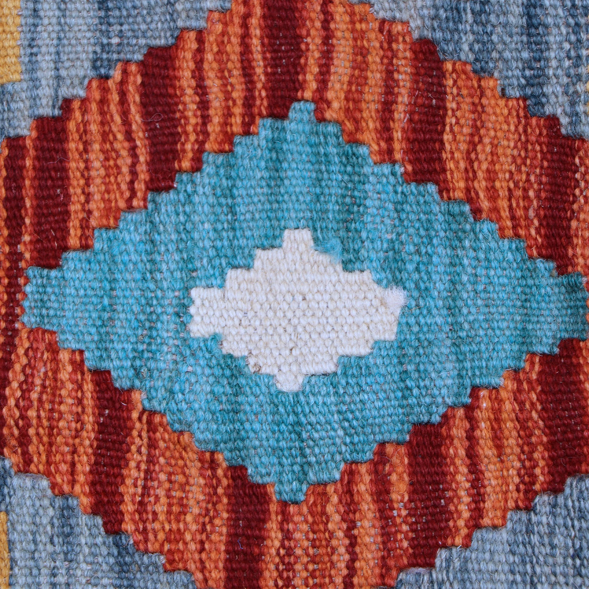 Rust & Mustard Multicoloured Geometric Tribal Diamond Kilim Rug 294 × 202 cm - photo 4