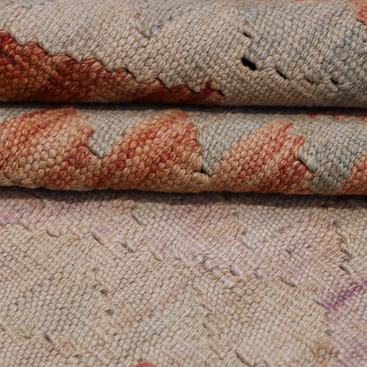 Cream & Terracotta Multicoloured Geometric Tribal Diamond Kilim Rug 296 × 198 cm - photo 3