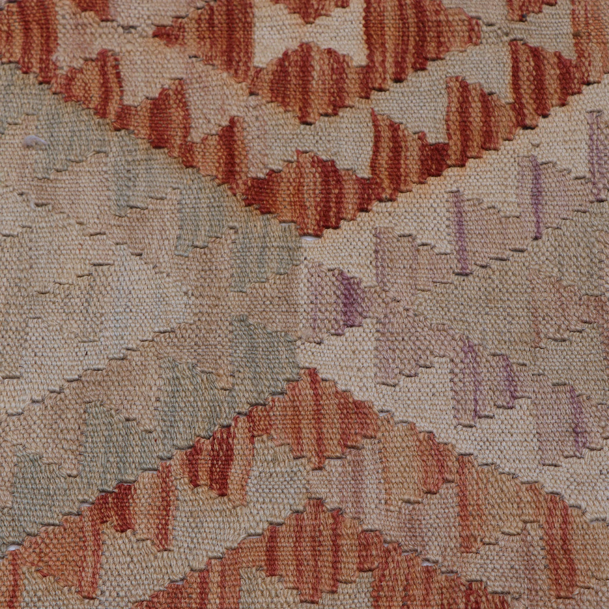 Cream & Terracotta Multicoloured Geometric Tribal Diamond Kilim Rug 296 × 198 cm - photo 4