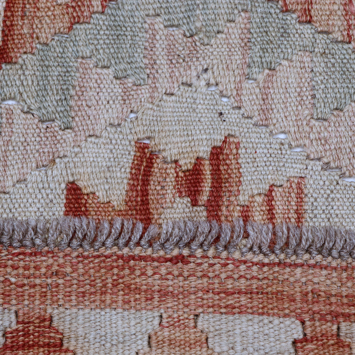 Cream & Terracotta Multicoloured Geometric Tribal Diamond Kilim Rug 296 × 198 cm - photo 5