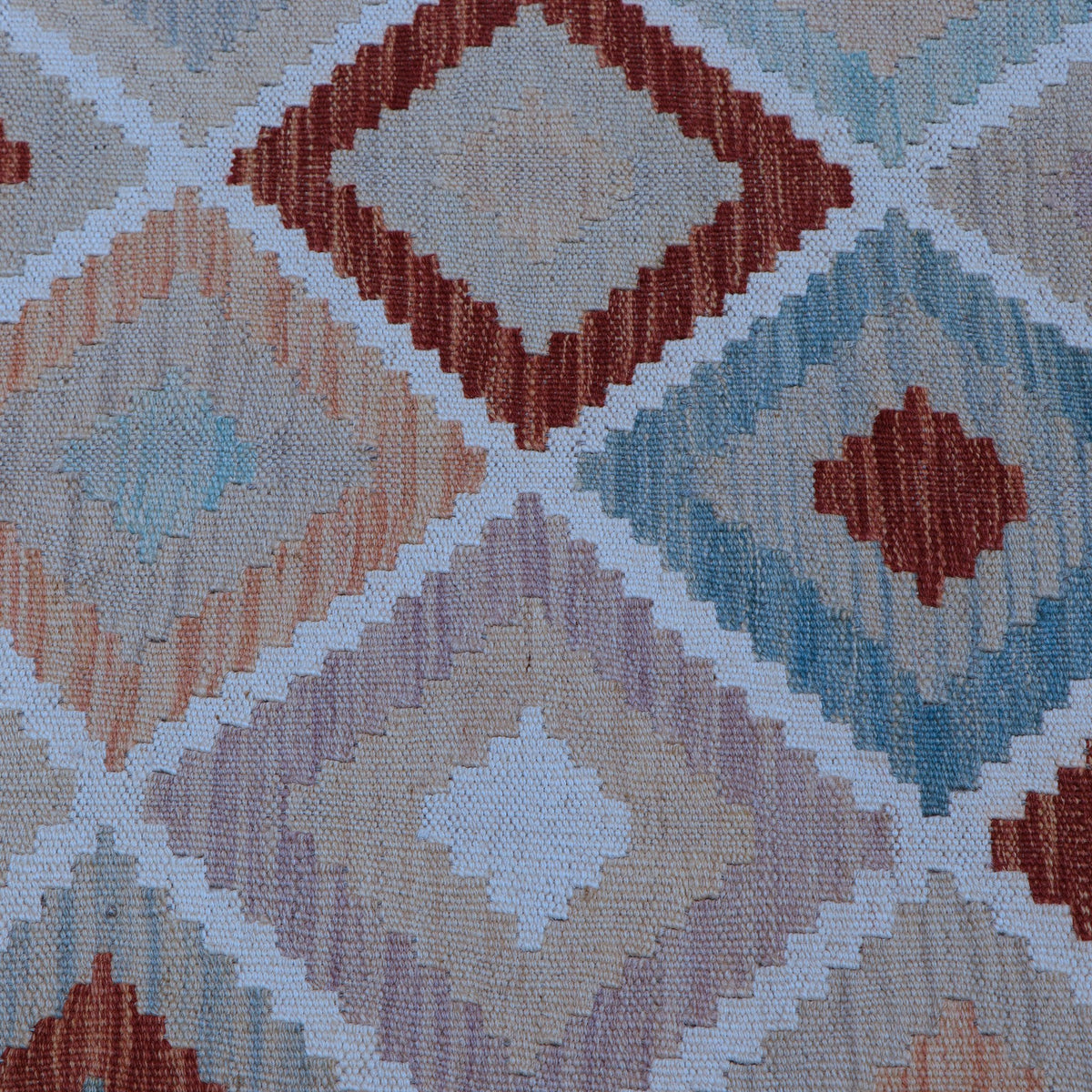 Cream & Terracotta Multicoloured Geometric Tribal Diamond Kilim Rug Design 296 × 203 cm - photo 4