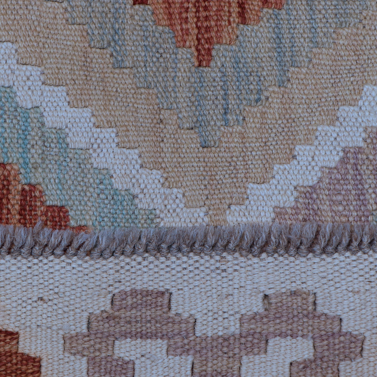 Cream & Terracotta Multicoloured Geometric Tribal Diamond Kilim Rug Design 296 × 203 cm - photo 5