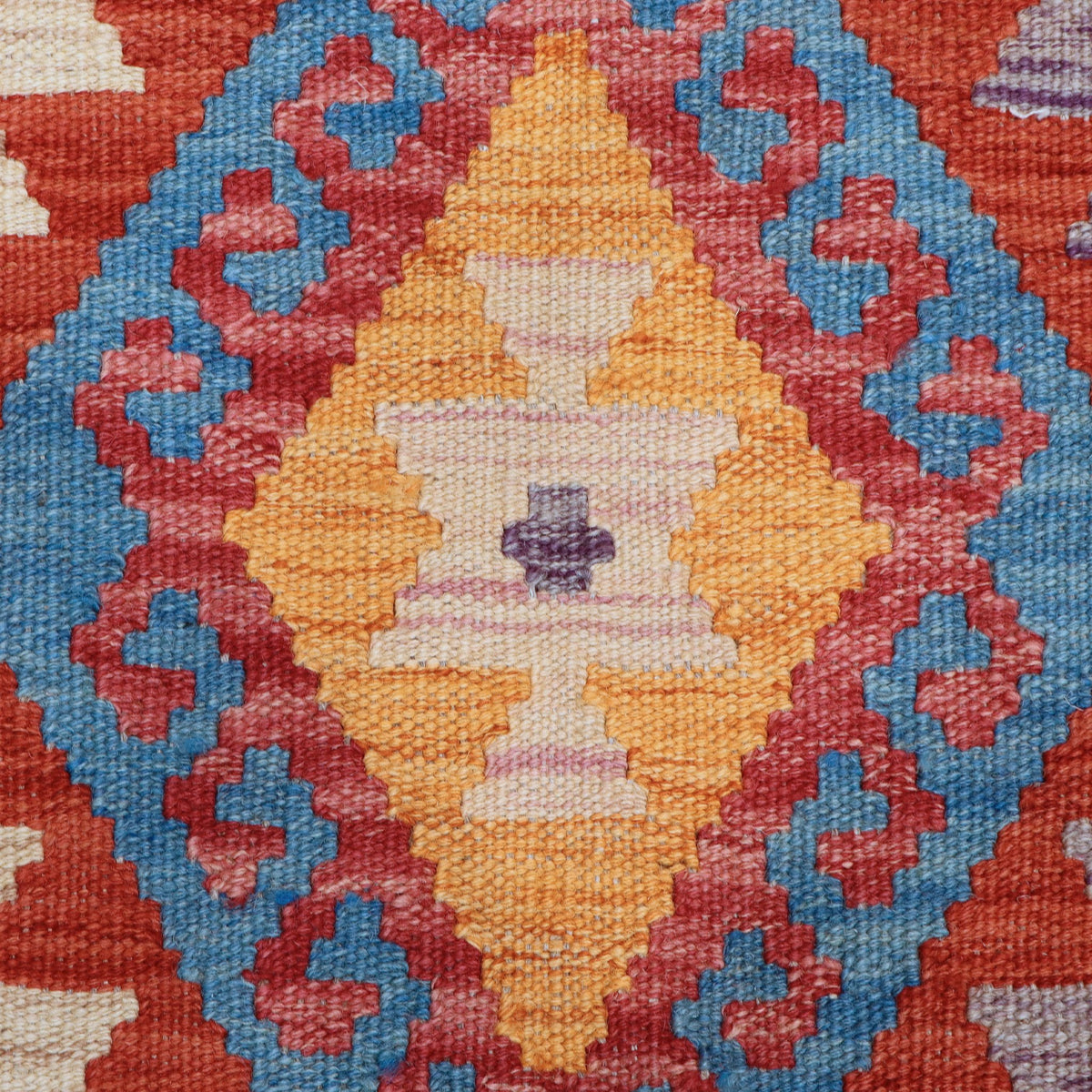 Deep Rust & Burnt Orange Multicoloured Geometric Tribal Diamond Kilim Runner 296 × 88 cm - photo 4