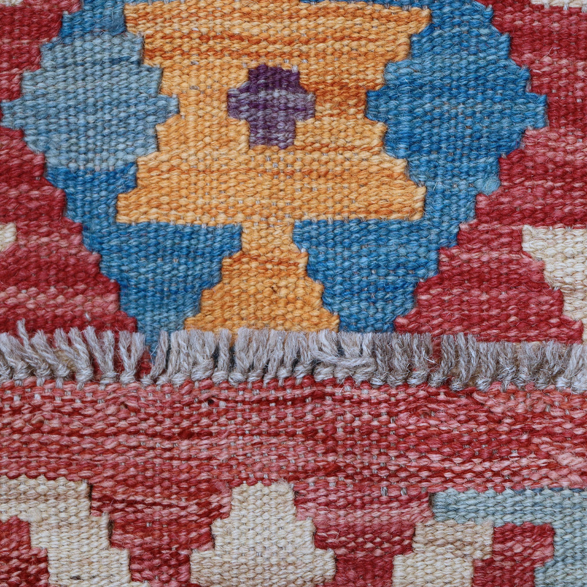 Deep Rust & Burnt Orange Multicoloured Geometric Tribal Diamond Kilim Runner 296 × 88 cm - photo 5