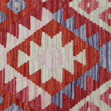 Red & Cream Multicoloured Geometric Tribal Diamond Kilim Rug Design 297 × 197 cm - photo 4