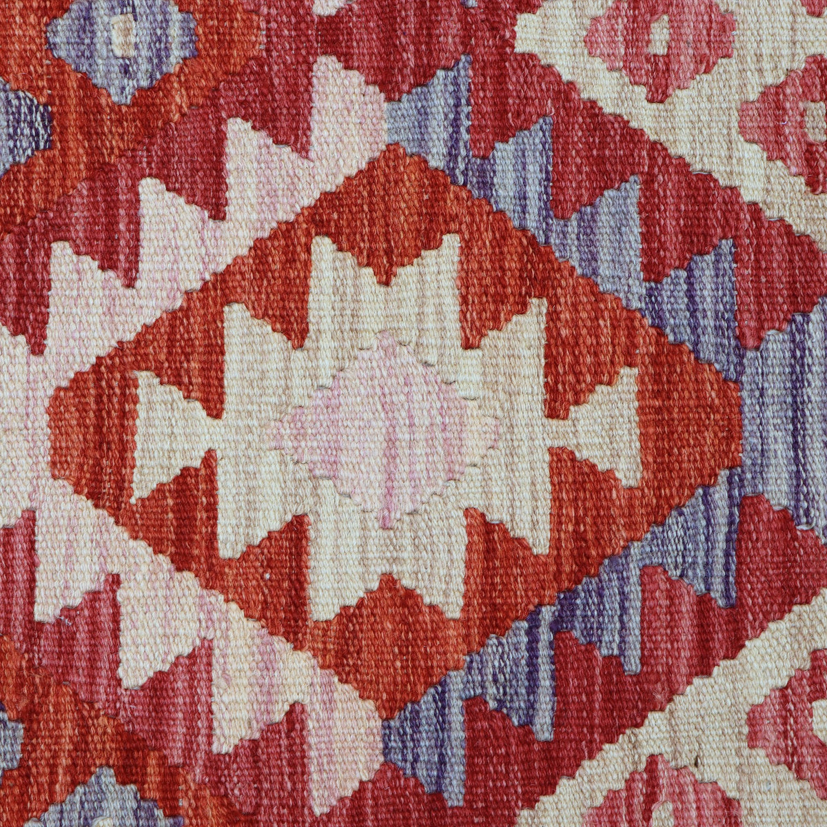 Red & Cream Multicoloured Geometric Tribal Diamond Kilim Rug Design 297 × 197 cm - photo 4