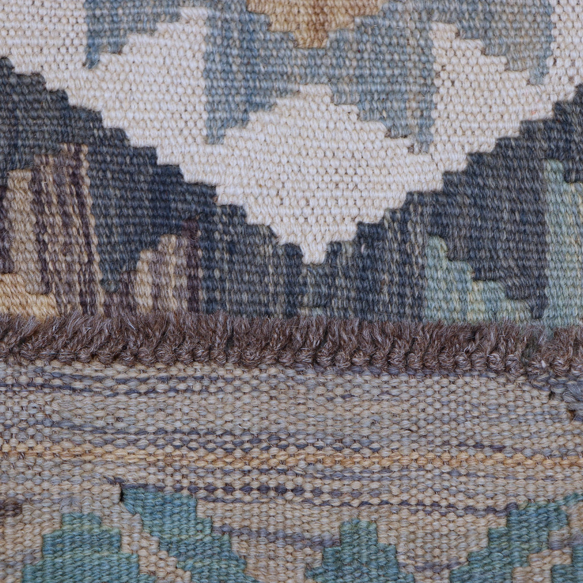 Taupe & Sage Green Multicoloured Geometric Tribal Diamond Kilim Rug Design 297 × 200 cm - photo 5