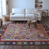 Charcoal Grey & Muted Blue Multicoloured Geometric Tribal Diamond Kilim Rug Design 298 × 204 cm - photo 2
