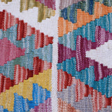 Charcoal Grey & Muted Blue Multicoloured Geometric Tribal Diamond Kilim Rug Design 298 × 204 cm - photo 4