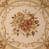 Round Needle Point Bordeaux Rug 190 × 190 cm