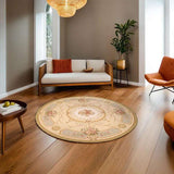 Round Needle Point Bordeaux Rug 190 × 190 cm
