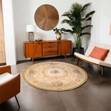 Round Needle Point Bordeaux Rug 190 × 190 cm