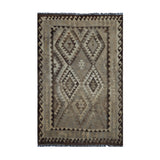 Brown & Beige Tribal Geometric Kilim Rug Design 196 × 147 cm