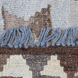 Brown & Beige Tribal Geometric Kilim Rug Design 196 × 147 cm