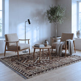 Brown & Beige Tribal Geometric Kilim Rug Design 209 × 150 cm
