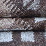 Brown & Beige Tribal Geometric Kilim Rug Design 202 × 149 cm