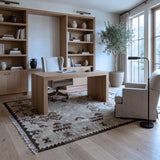 Taupe & Brown Tribal Geometric Kilim Rug Design 203 × 160 cm
