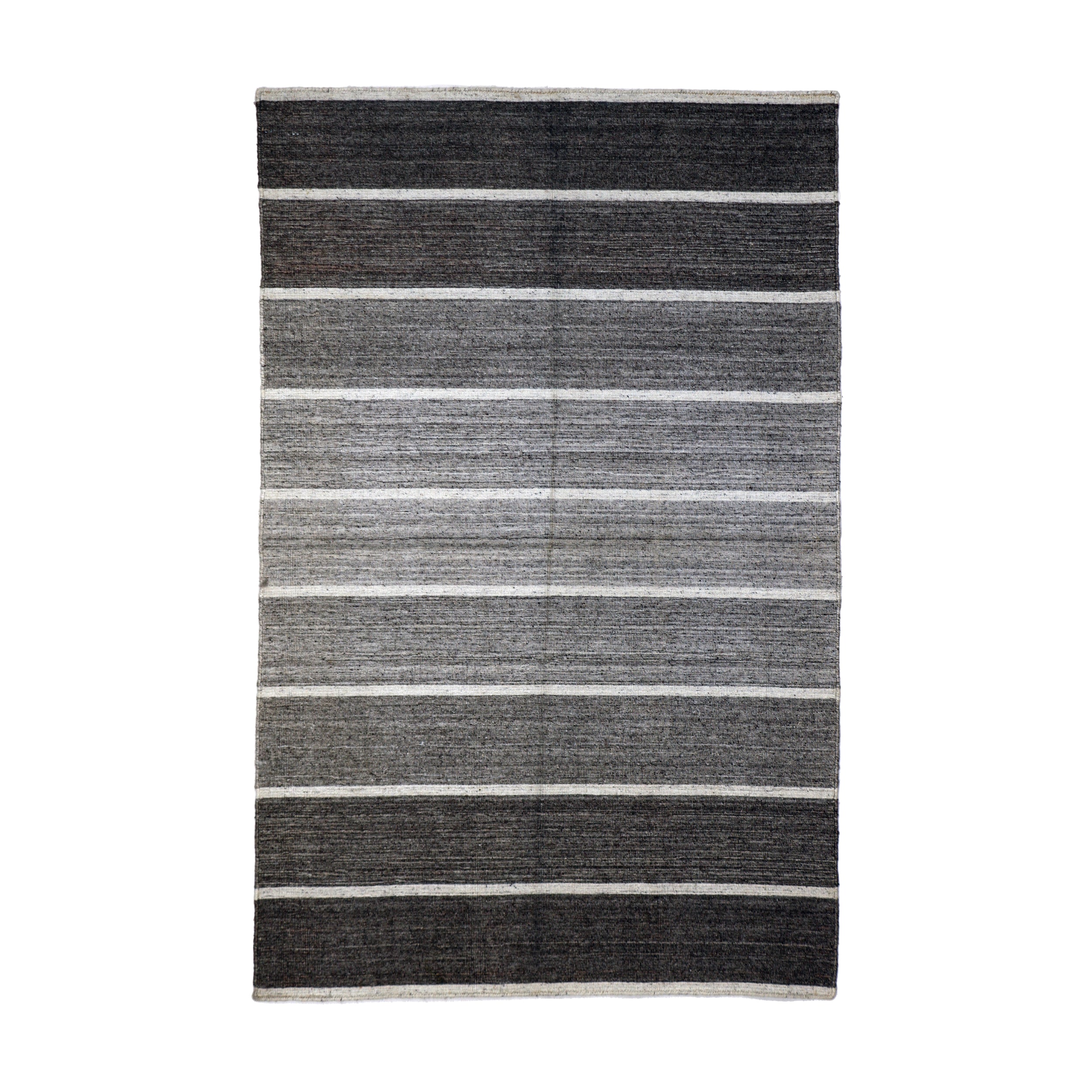 Grey & Ivory Contemporary Striped Kilim Rug Design 99 × 151 cm